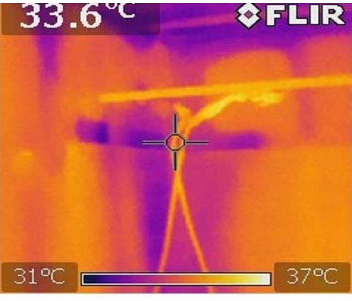Thermal Image of a shower ceiling showing moisture